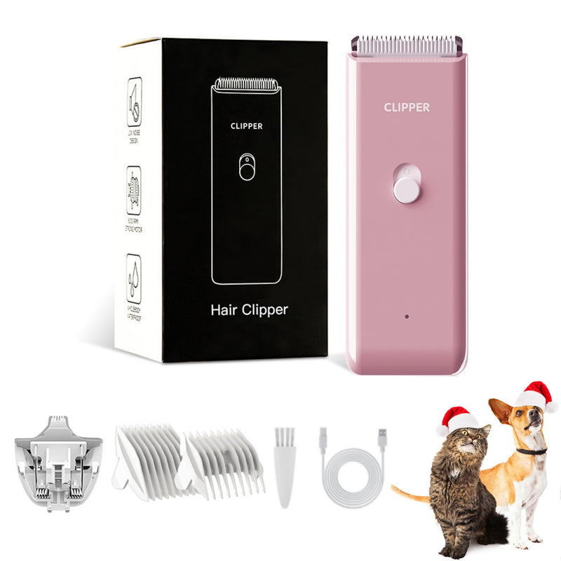 2-in-1 Professional Dog Grooming Kit - Low Noise, Waterproof, USB Rechargeable, and Safe Ceramic Blade - Gift for Dogs and Cats (Pink) Map005-pink - PawsPlanet Australia