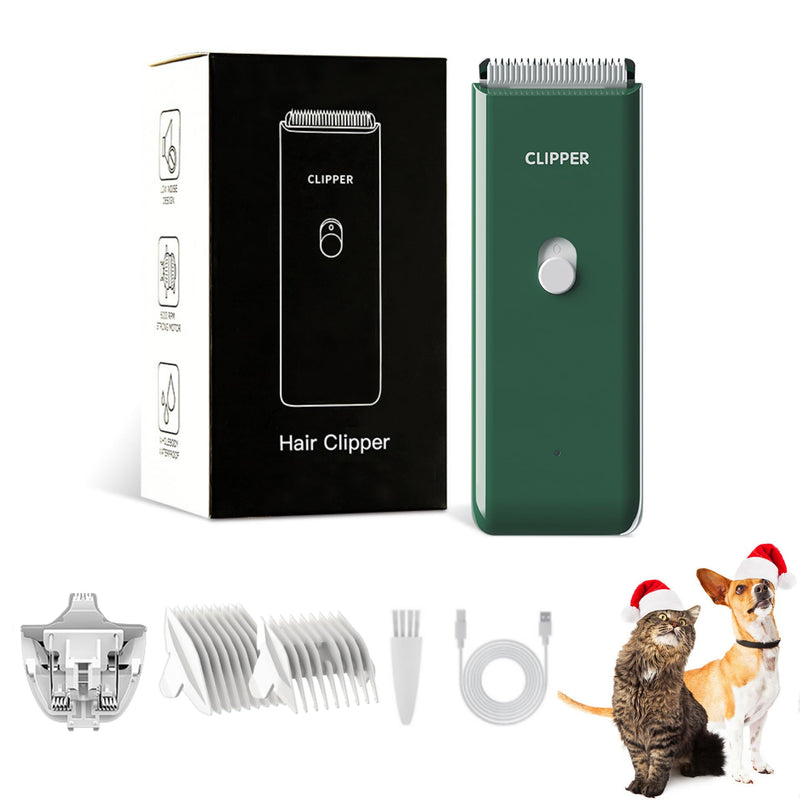 2-in-1 Professional Dog Grooming Kit - Low Noise, Waterproof, USB Rechargeable, and Safe Ceramic Blade - Gift for Dogs and Cats (Green) Map005-green - PawsPlanet Australia