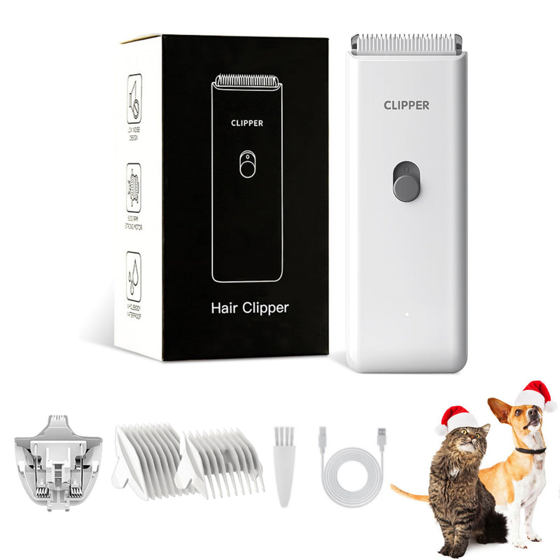 2-in-1 Professional Dog Grooming Kit - Low Noise, Waterproof, USB Rechargeable, and Safe Ceramic Blade - Gift for Dogs and Cats (White) Map005-white - PawsPlanet Australia