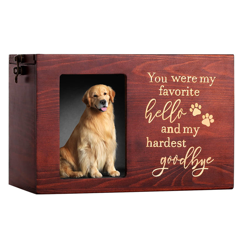 Pet Memorial Urns for Dog or Cat Ashes, Large Wooden Funeral Cremation Urns with Photo Frame, Memorial Keepsake Memory Box with Black Flannel as Lining, Loss Pet Memorial Remembrance Gift Goodbye - PawsPlanet Australia