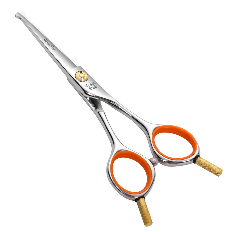 Fenice Peak 5'' Small Straight Scissors Lightweight Dog and Cat Grooming Scissors with Safety Round Tip JP440C Stainless Steel Sharp Blades for Body Facial Nose Ear and Paw Hair Easy Use 5" - PawsPlanet Australia