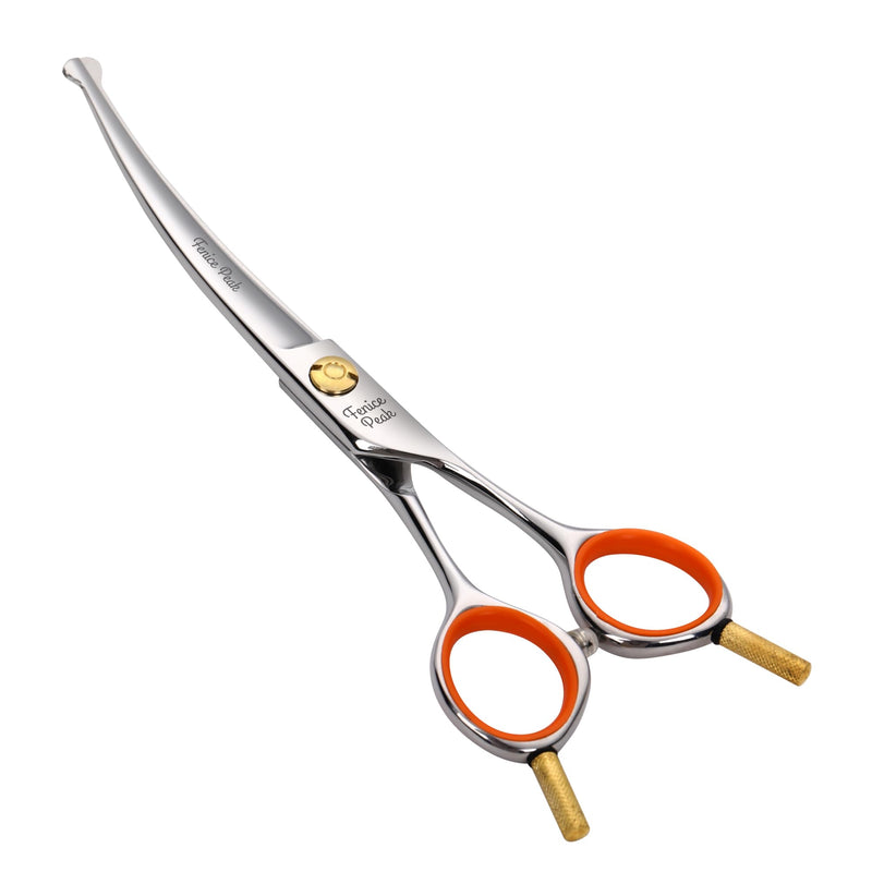 Fenice Peak 6'' Small Curved Scissors Lightweight Dog and Cat Grooming Scissors with Safety Round Tip JP440C Stainless Steel Sharp Blades for Body Facial Nose Ear and Paw Hair Easy Use 6'' - PawsPlanet Australia