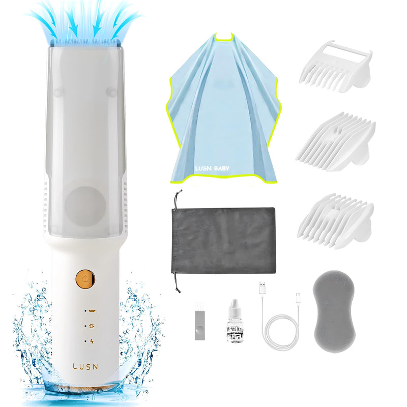 Baby Hair Clippers with Vacuum, Quiet Hair Trimmers for Kids, IPX7 Waterproof Rechargeable Cordless Haircut Kit for Baby Children Infant White Vacuum - PawsPlanet Australia