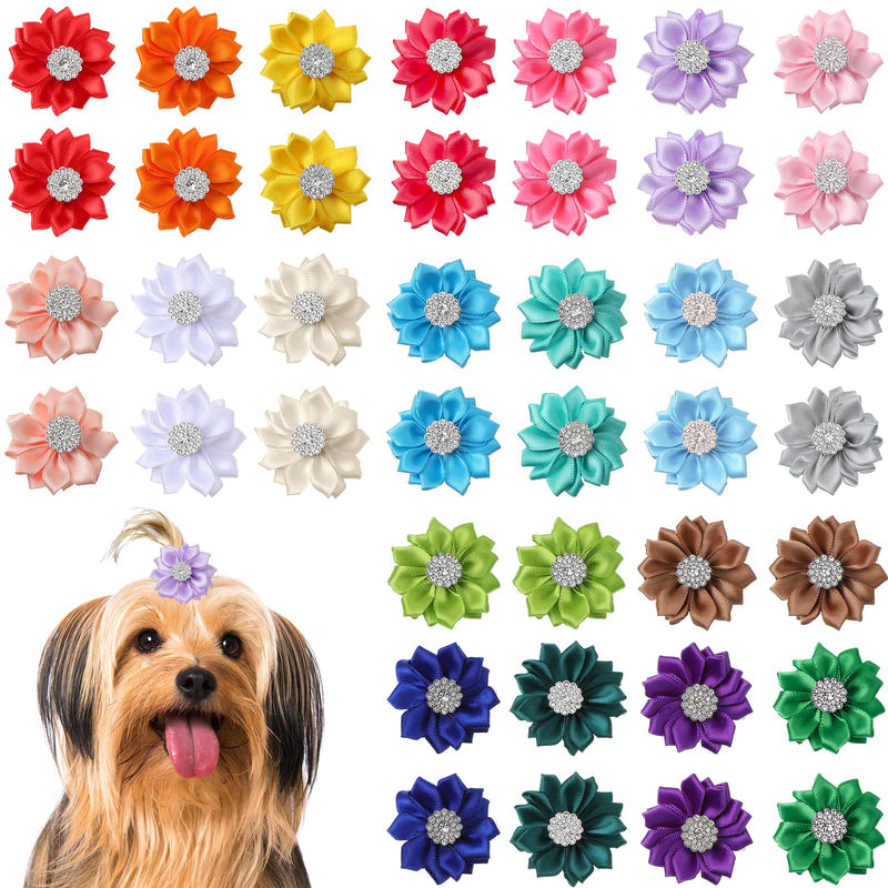40 Pcs Flower Dogs Hair Bows with French Barrette Hair Clips Puppy Grooming Hair Accessories Dog Hair Clips Puppy Hair Bows for Small Dogs Girl Pet Cat Birthday Party Dog Hair Flower Topknot 20 Colors - PawsPlanet Australia