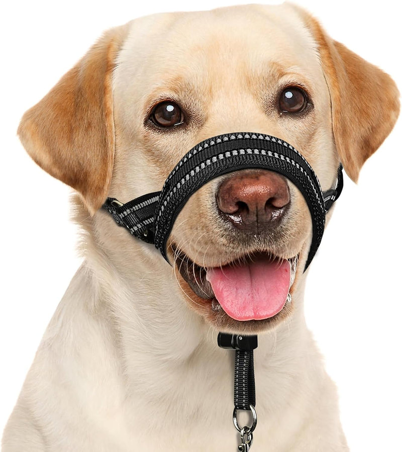BARKLESS Dog Head Collar, No Pull Soft Head Halter with Safety Clip for Heavy Pullers, Strong Dog Training Halter Stops Pulling for Walking Medium Large Dogs XL Black - PawsPlanet Australia