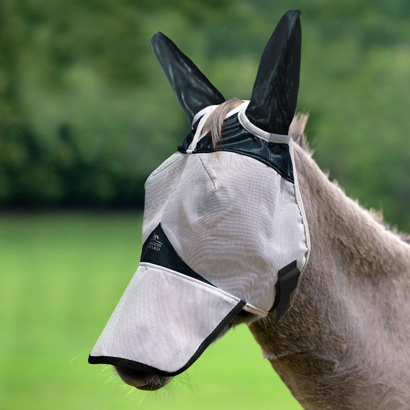 Harrison Howard Form fitting Advanced & Skin-Friendly Fabrics Mule Donkey Fly Mask Full Face Protection with Nose Cover Black L Full (Large) - PawsPlanet Australia