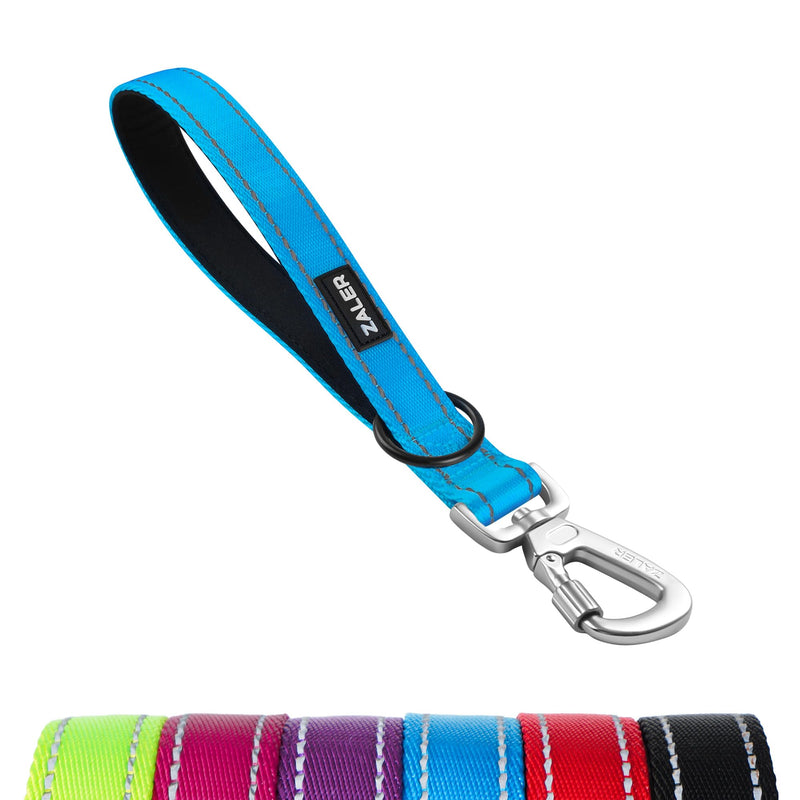 ZALER Short Dog Leash 1 ft, 12 Inches Traffic Leashes for Dogs, Nylon Reflective Dog Lead with Padded Handle, Heavy Duty Pet Leash with Carabiner Clip for Large and Medium Dogs (12" Blue) - PawsPlanet Australia