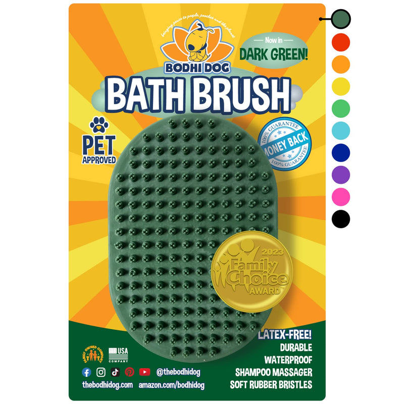 Bodhi Dog Shampoo Brush - Pet Grooming & Bath Supplies for Dogs and Cats - Bath Brush for Long & Short Hair - Premium Scrubber for Shower, Bathing & Massage (One Pack, Dark Green) One Pack - PawsPlanet Australia