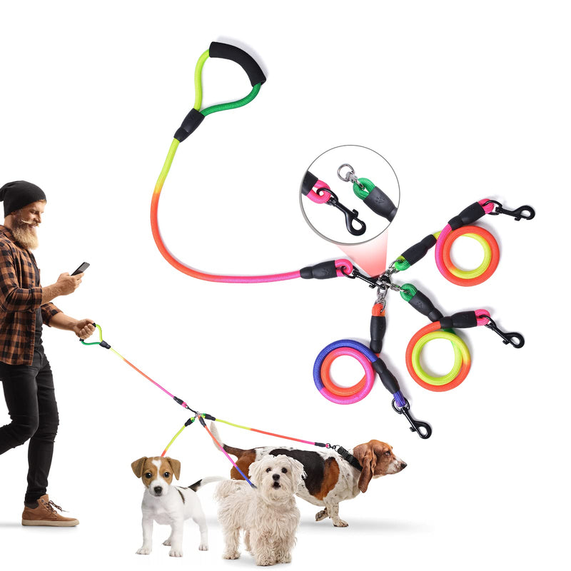 3 Way Dog Leash, 75 Inch Dog Leash Detachable 360 Swivel No Tangle with Soft Padded Handle for Small/Medium Dogs PT048 Multi-Colored - PawsPlanet Australia