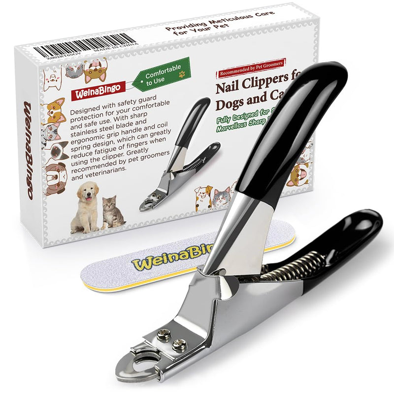Dog Cat Pets Nail Clippers, Professional Pets Claw Trimmer with Free Nail File, Sharp Stainless Steel Blade, Sturdy Non Slip Handles - for Safe, Professional at Home Grooming Black - PawsPlanet Australia