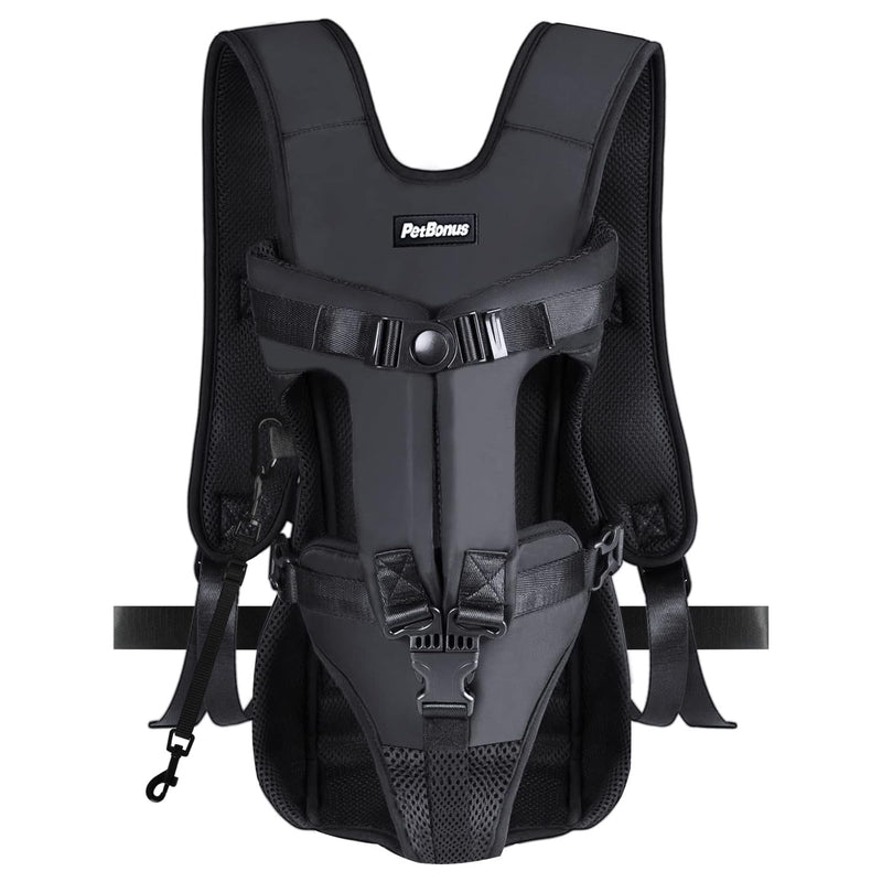 PetBonus Pet Front Dog Carrier Backpacks, Adjustable Dog Backpack Carrier, Legs Out Easy-fit Dog Chest Carrier for Medium Small Dogs, Hands Free Dog Front Carrier for Hiking, Cycling (Black, L) Black Large - PawsPlanet Australia