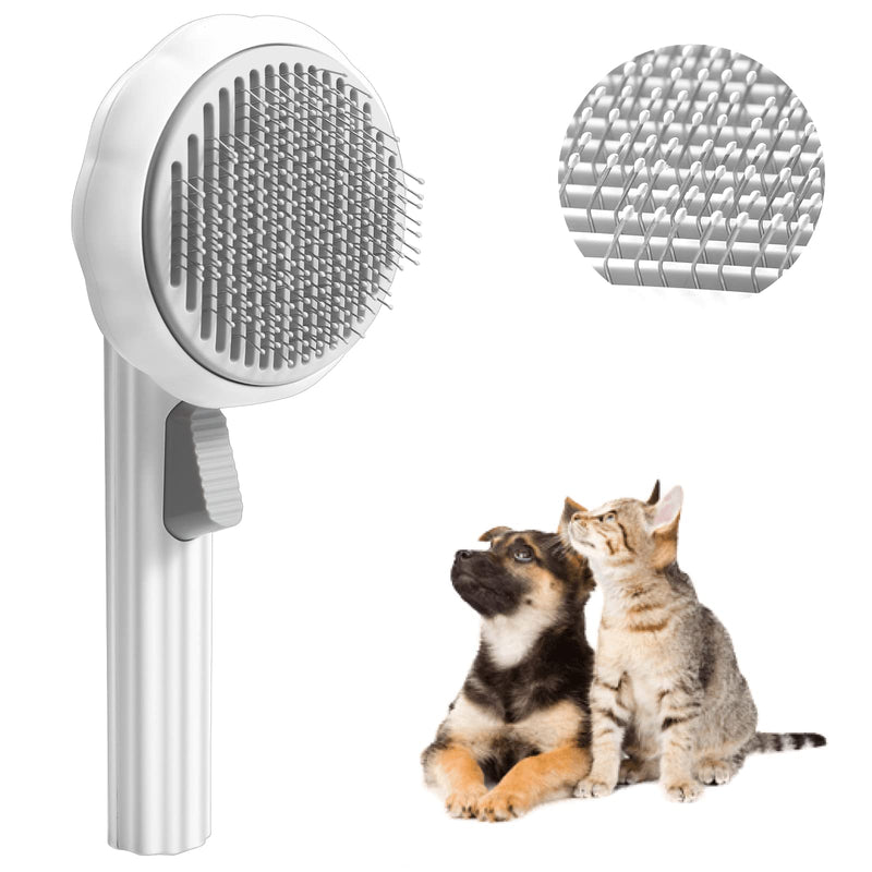 Pet Grooming Brush,Cat Brush for Shedding,Self Cleaning Slicker Brush for Short and Long Haired Dogs Cats Rabbits,Dog Brush Gently Removes Loose Undercoat, Mats and Tangled Hair-Pumpkin White Pumpkin-White - PawsPlanet Australia