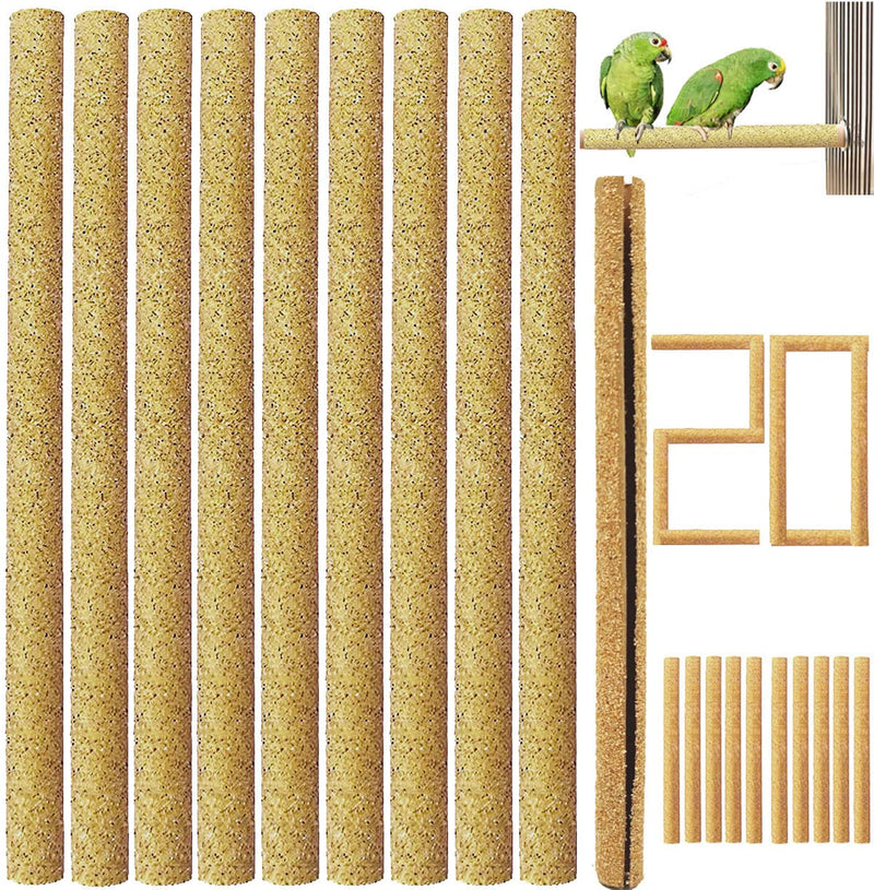 20Pcs Sand Perch Covers for Bird - Bird Perchs Covers 7.5" Long x 3/8" Diameter Bird perches for Parakeets, Lovebirds, Parrotlets, Canaries and Other Small Birds (Yellow, 20pcs 7.5" x 0.43") Yellow 20pcs 7.5" x 0.43"