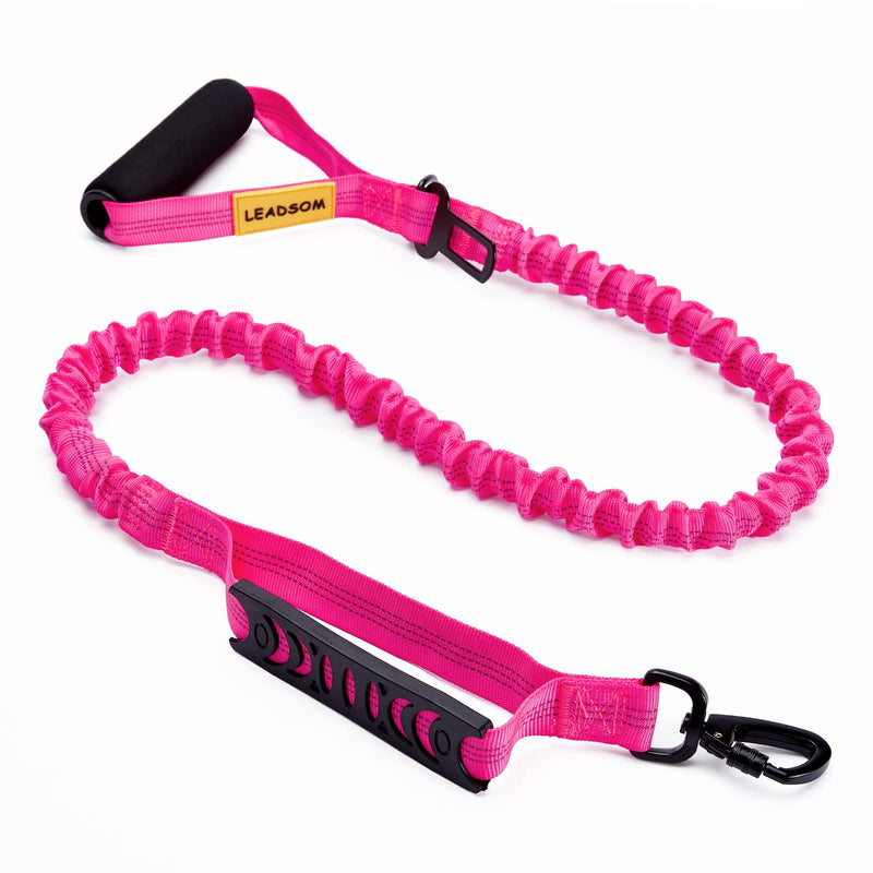 6FT Highly Reflective Heavy Duty Elastic Bungee Medium and Large Dog Leash Shock Absorbing with Comfortable Padded Handle and Traffic Handle Suitable for Training Hot Pink - PawsPlanet Australia
