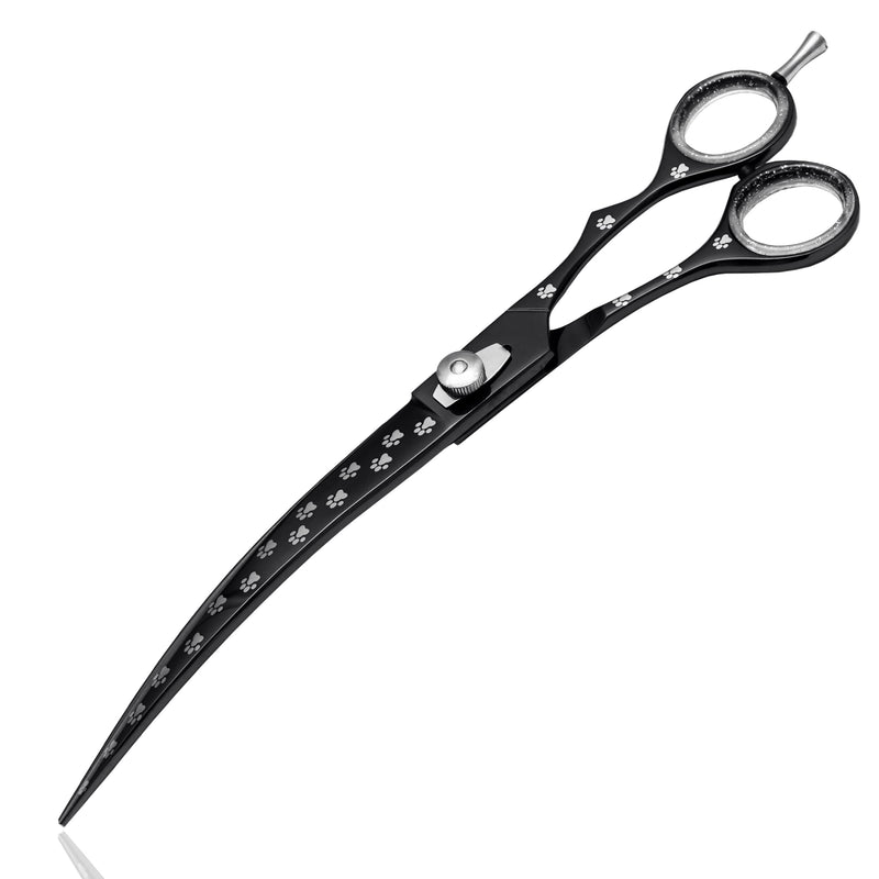 Pet Grooming Scissor Dog Blade scissor Pet Grooming Scissors Dog Hair Cutting Shears with Bag for Professional Right Hand Pet Groomer (Black Curved, 9.0") Black Curved 9.0" - PawsPlanet Australia