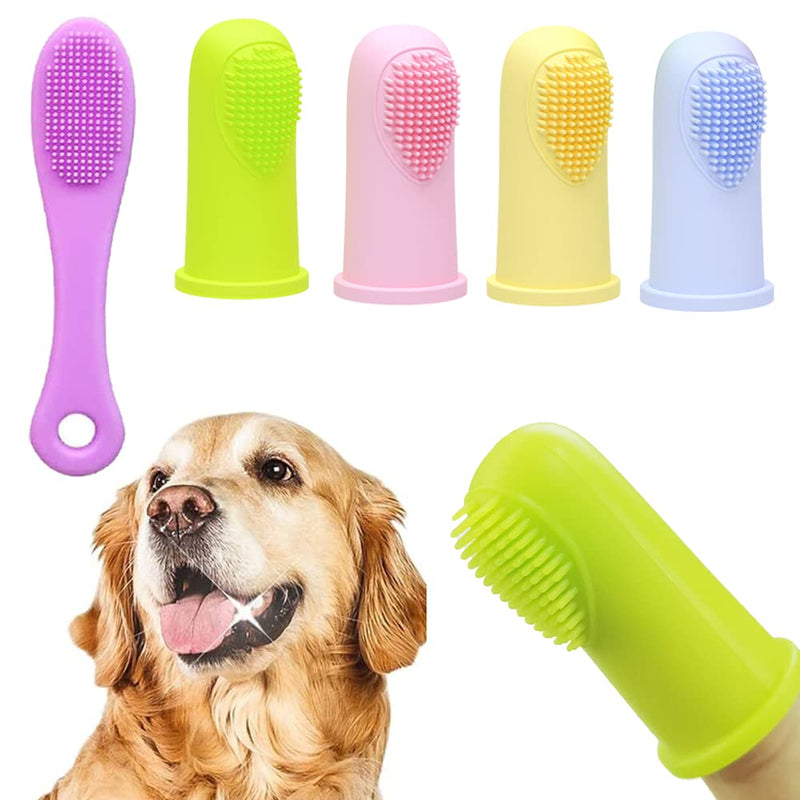 Dog Toothbrush Finger Toothbrush Set (4 Pack, with Dog Eye tears Black Chin Cleaning Tool) , Silicone Toothbrush，Soft bristles, Easy to Clean Teeth, Suitable for Dogs, Cats and Pets to use - PawsPlanet Australia