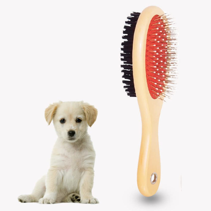 Dog Brush for Grooming Shedding Messaging & Cleaning for Long and Short Haired Dogs, Cats | 2 in 1 Pin & Bristle Soft Pet Hair Double Sided Dog Brush for Cleaning Loose Fur & Dirt (Size Small 17cm) - PawsPlanet Australia