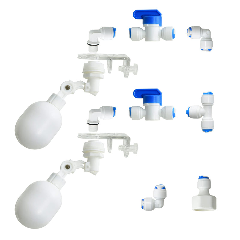 1/4 inch Plastic Adjustable Tube Float Valve Kit for Aquarium Water purifiers , Auto Water Filler Controller Auto-top-Off System, RO Water Reverse Osmosis System (2 Float + 10 Connect) 2 Float + 10 Connect - PawsPlanet Australia