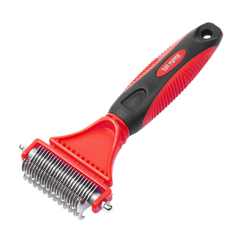 Tuff Pupper Dual Sided Dematting Comb | Convenient 12+23 Teeth Easily Removes Loose Fur Undercoat, Matting and Tangled Hair | Safe Comfortable Grooming Tool for Medium and Long Haired Cats Dogs Brush - PawsPlanet Australia