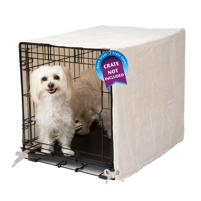 Pet Dreams Dog Crate Cover – Small to Extra Large Dog Kennel Covers, Breathable Single Door Soft Cage Covers for Dog Crates, Great for Dog Crate Training (Ivory, 30 inches) Ivory Open Front 30.0"L x 19.0"W x 21.0"H - PawsPlanet Australia