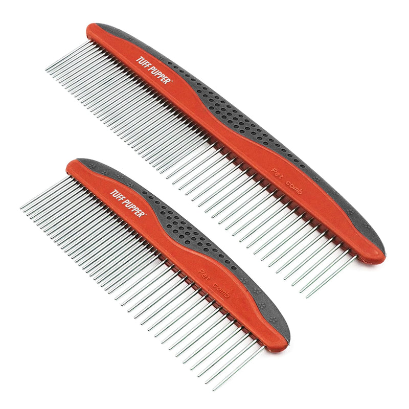 Tuff Pupper Dog Grooming Comb Set | Easily & Safely Remove Matted Knotted Hair | Ergonomic Pet Detangling Combs | No-Slip Safety Handle | Rounded Tips Prevent Scratching | For Poodles & Curly Hair Detangling Combs Set - PawsPlanet Australia