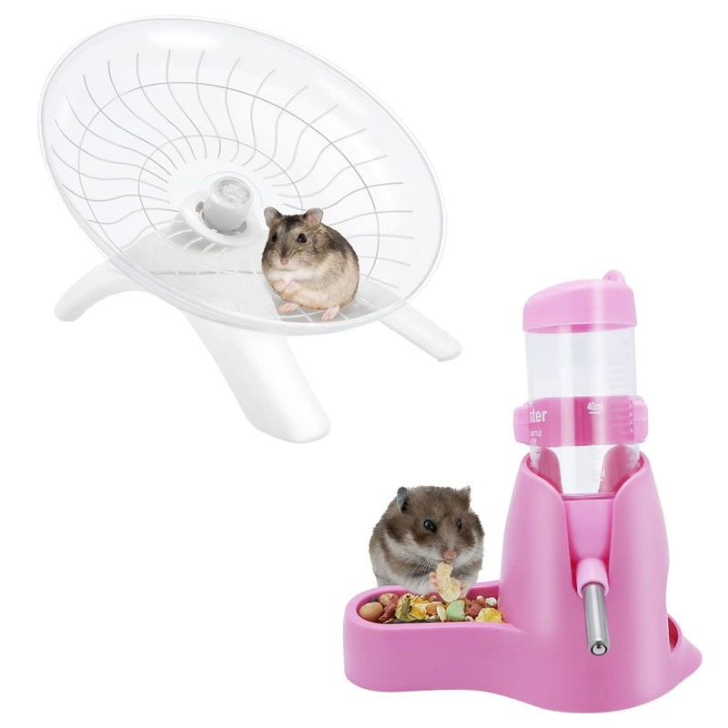 3 in 1 Hamster Water Bottle + Flying Saucer Exercise Wheel for Dwarf Hamster Mouse Rat Hedgehog - PawsPlanet Australia