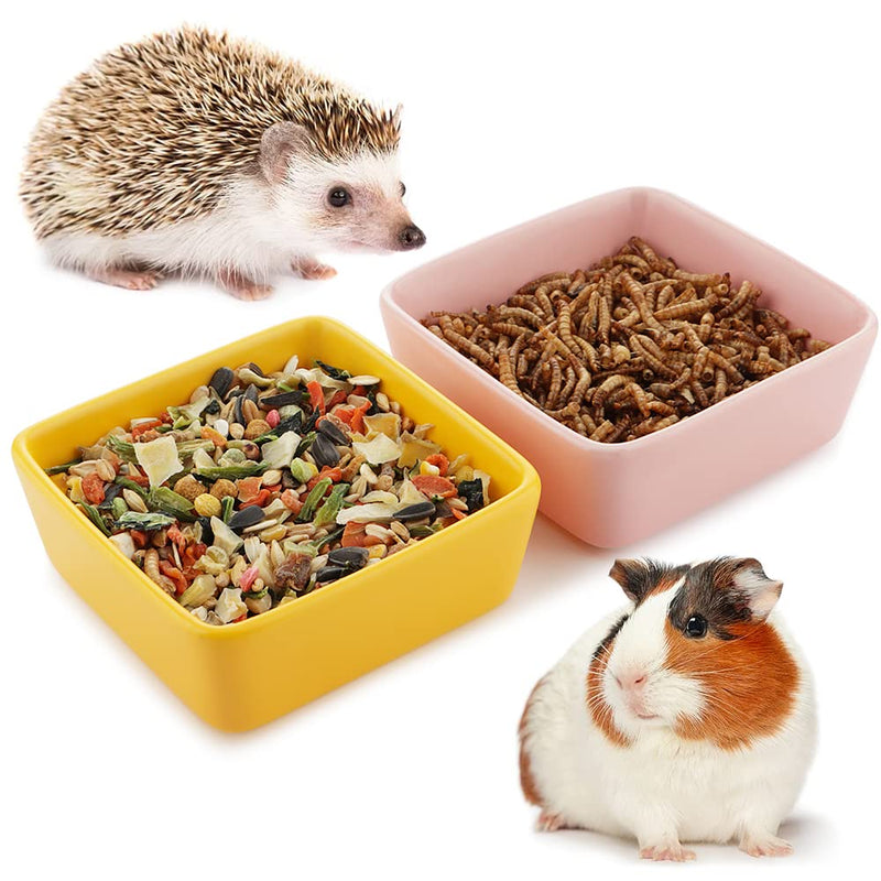2 Pcs Pet Ceramic Food Bowl and Water Dish Feeder for Guinea Pig Hedgehog Squirrel Small Animals - PawsPlanet Australia