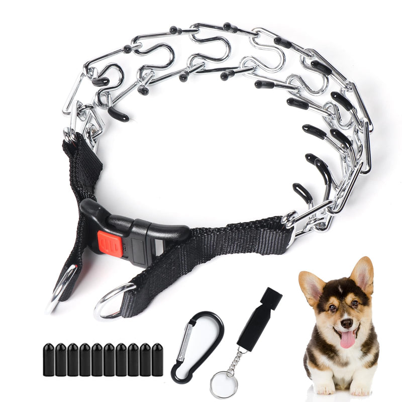 Dog Prong Collar, Walking Training Collar for Small Medium Large Dogs with Quick Release Buckle, Adjustable Pinch Collar with Rubber Caps, No Pull Dog Collar Prong(M,16"-18") M (Neck: 16"-18" ) - PawsPlanet Australia