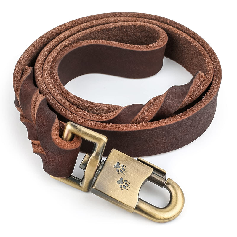 Heavy Duty Short Leash for Dog Training 3 FT Soft Traditional Braided Thick Leather Military Grade Dog Latigo Lead for Large Medium Dog - PawsPlanet Australia
