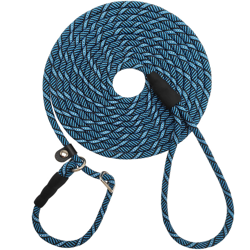 12FT Long Slip Lead Leash, 20ft 30ft 50ft Reflective Rope Training Lead No-Choking for Medium Dogs Small Puppy Pets Behavior Active Playing (Blue) 1/3 in x 12ft Blue - PawsPlanet Australia