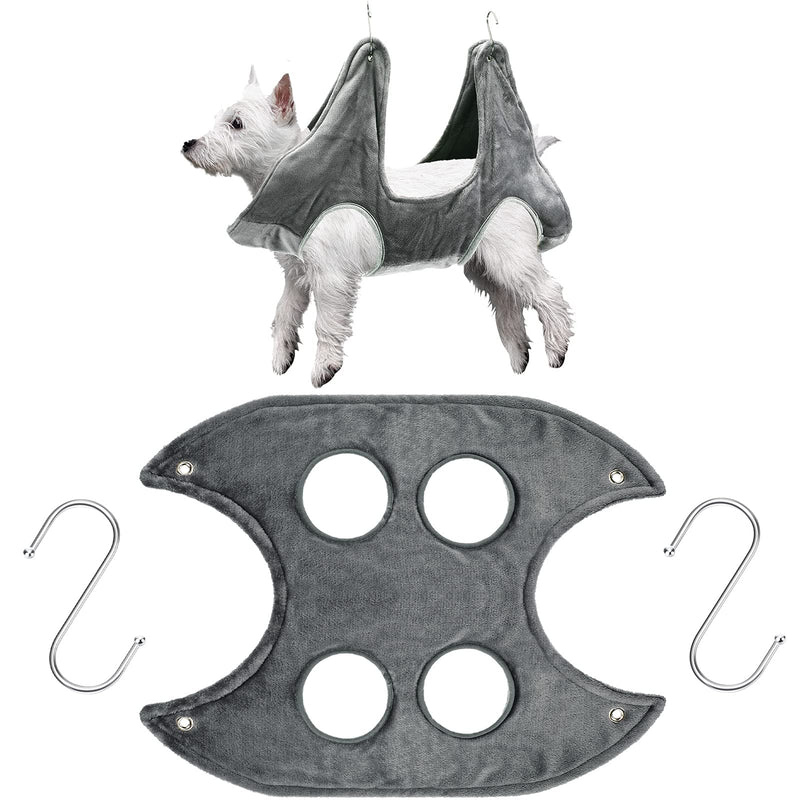 Shappy Dog Grooming Hammock Harness Pet Hammock Helper Towel Dog Hammock Restraint Bag Cat Grooming Sling Holder for Nail Trimming Clipping Bathing Washing(Gray, Small) Gray - PawsPlanet Australia