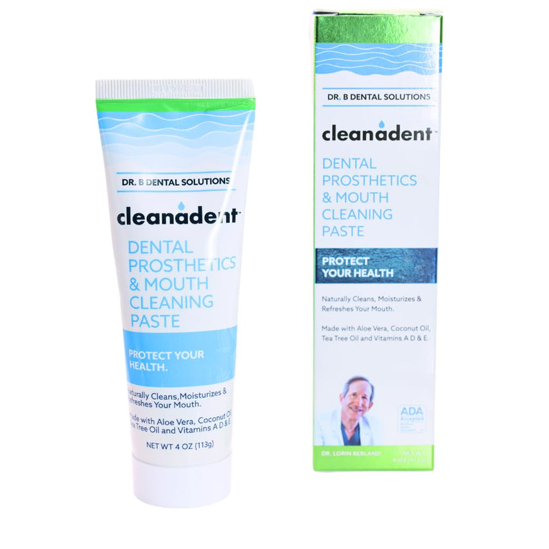 Dr. B Dental Solutions Cleanadent Denture and Gum Toothpaste, ADA Accepted All-Natural Denture Toothpaste for Adults - Removes Odors, Stains and Adhesives - 4 oz (2 Pack) 4 Fl Oz (Pack of 2) - PawsPlanet Australia