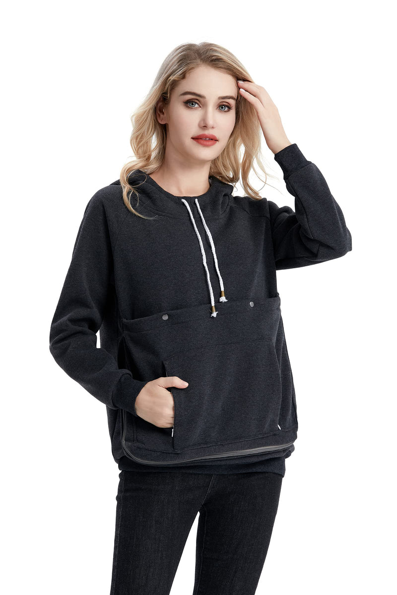 ALYC Cat Dog Carrier Hoodie Big Pet Pouch Sweatshirt Puppy Kitten Holder Carrier Pullover Top Kangaroo Unisex Hoodies X-Large Dark Grey - PawsPlanet Australia