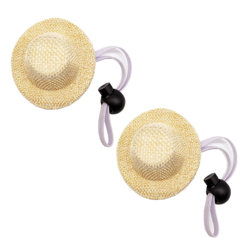 Soochat Pet Straw Hat, Mini Straw Hat with Adjustable Elastic Chin Strap, Snake Hamster Lizard Guinea Pig Knitted Hat Small Reptile Animal Decoration Supplies Accessories 2Pcs - PawsPlanet Australia