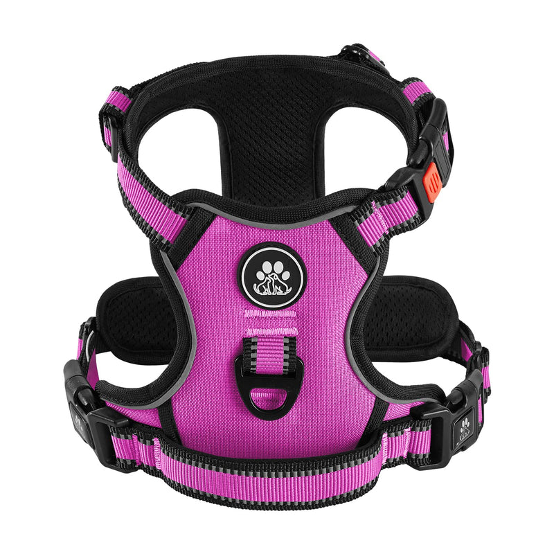 IVY&LANE No Pull Dog Harness for Small-Medium-Large Dogs,Dog Vest Harness with Leash,Safety Belt and Sorage Strap,Fully Adjustable Harness,360° Reflective Strip,Soft Handle Medium Rose Red(Harness ONLY) - PawsPlanet Australia
