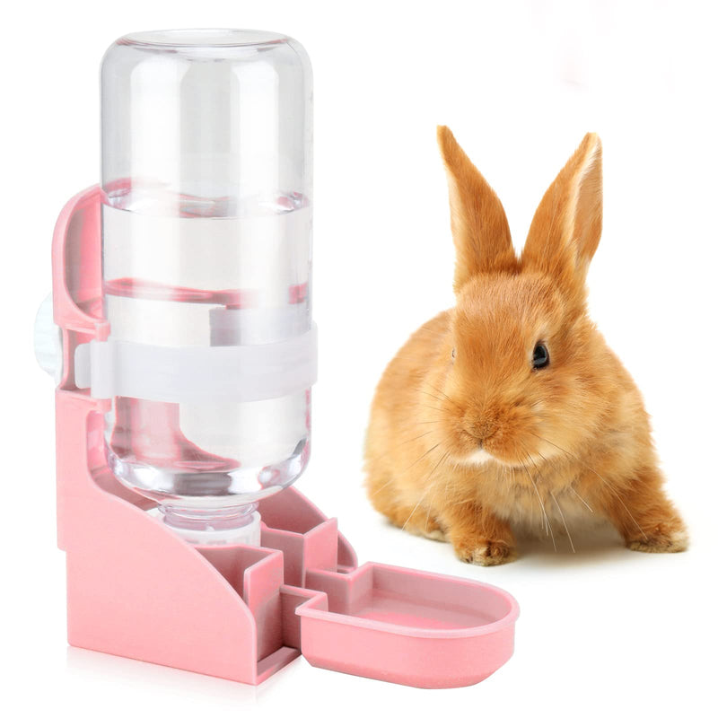 Rypet Rabbit Water Bottle No Drip - 17oz Hanging Water Fountain Automatic Dispenser Pet Cage Water Feeder for Bunny Chinchilla Guinea Pig Hedgehog Ferret Pink - PawsPlanet Australia