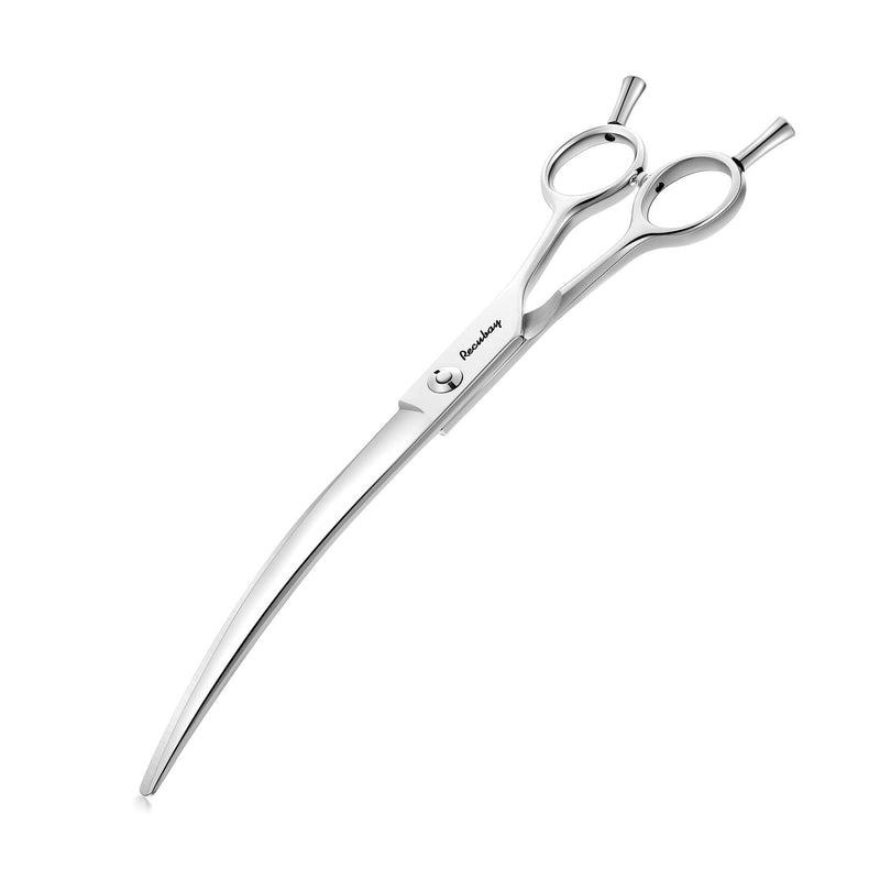 Dog Cat Scissors for Grooming, Pet Shears for Thick Coats and Matted Hair, Thinner Curved Straight Chunker Stainless Steel Shears (8.0" Curved Silver) 8" Curved - PawsPlanet Australia
