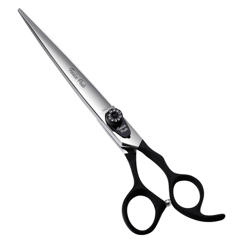 Fenice Peak 8.0'' Dog Straight Scissors For Grooming Pet Hair Cutting Shears 440C Stainless Steel Black Non-Slip Handle Sharp Blades Professional Pet Trimming Scissors for Cats Straight Shear 8.0'' - PawsPlanet Australia