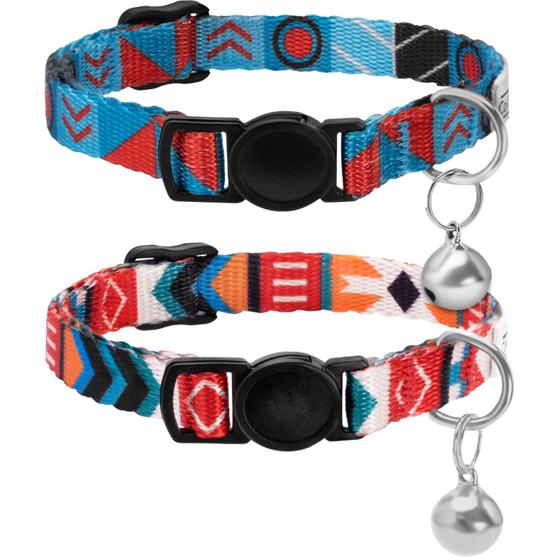 CollarDirect Cat Collar Breakaway with Removable Bell Set of 2 PCS Sunny Ethnic & Tribal