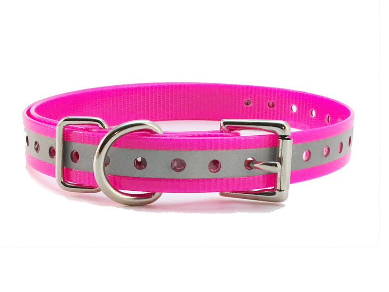 Replacement Strap for Dogtra Collars - 3/4" Wide Ultra-Durable Dog E-Collar Replacement for Training, Bark, Shock, Electric, and GPS Collars - 28" Adjustable Length Reflective Pink