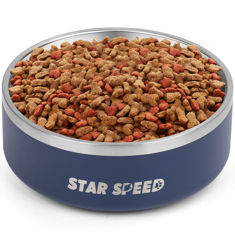 StarSpeed Stainless Steel Dog Bowls with Rubber Bottom Non-Slip Double Wall Metal Outdoor Dog Food and Water Bowls Weighted Insulated Pet Feeding Bowl for Small,Medium Sized Dogs or Cats 42 oz Navy Blue - PawsPlanet Australia