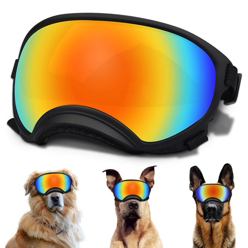 Large Dog Sunglasses, Dog Goggles with Adjustable Strap UV Protection Winproof Dog Puppy Sunglasses, Suitable for Medium-Large Dog Pet Glasses, Dogs Eyes Protection Large Black Frame&Colored Lens - PawsPlanet Australia