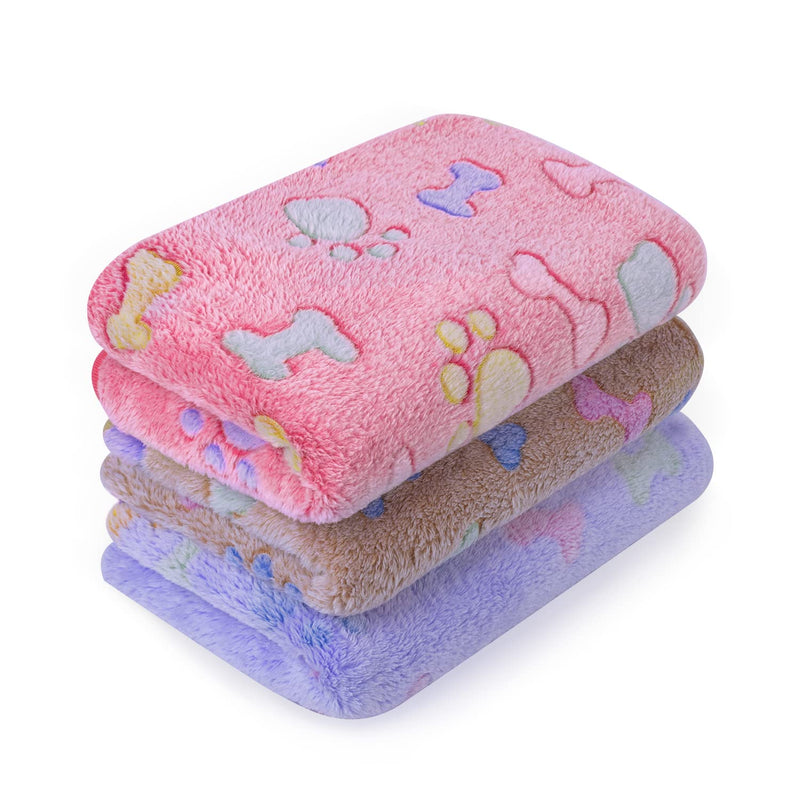 LeapSheep Pet Blankets for Dogs Cats - 3Pack Bone Pattern Super Soft Fluffy Dog Blankets for Small Medium Large Doggy Kitten (Bone, Large) Large 41''x31'' - PawsPlanet Australia