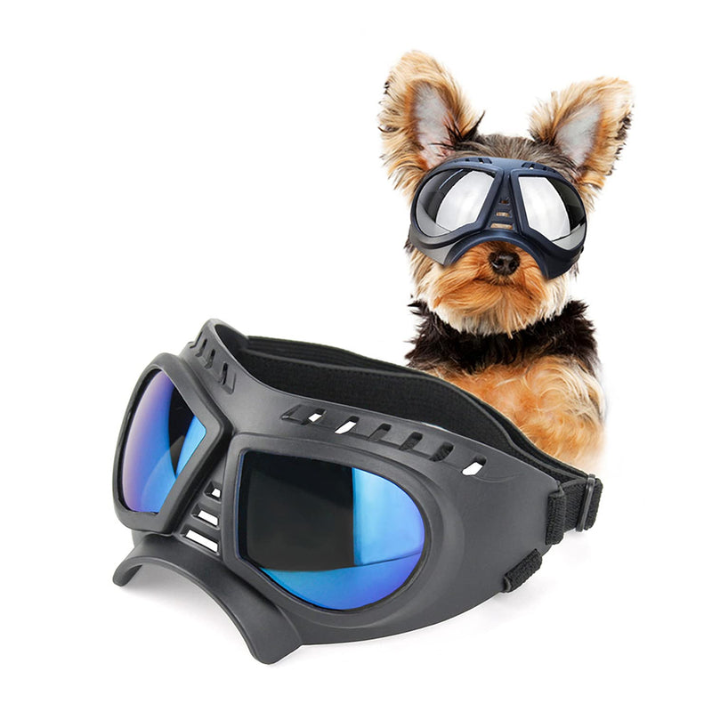 Dog Goggles,UV Protection Wind Protection Dust Protection Snow Protection Fog Protection Soft Frame Glasses for Long Snout Dogs Eyes Protection with Adjustable Strap (S: Blue Lens) S: Blue lens - PawsPlanet Australia