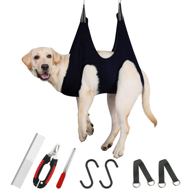 Guzekier Dog Grooming Hammock for Trim Nail, Dog Sling for Grooming, Dog Hammock Restraint Bag with Nail Clippers/Trimmer, Nail File, Pet Comb,Ear/Eye Care XL（Weight：80-120LB） - PawsPlanet Australia