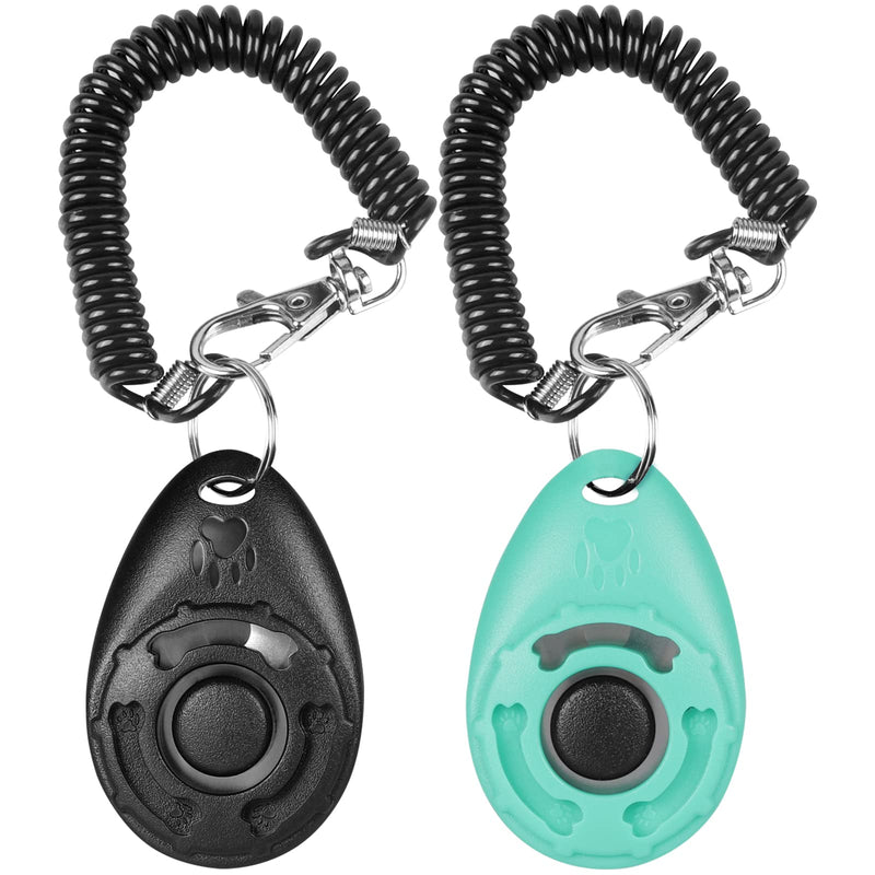 Diyife Clicker Training for Dogs, [2 Pcs] Dog Clicker for Training, Clicker Dog Training with Wrist Strap, Clicker for Pets, Dog Clicker Fits Dog Cat Horse Behavioral Training,Black &Water Lake Blue - PawsPlanet Australia