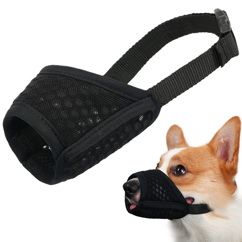 Mayerzon Dog Muzzle, Puppy Soft Mesh Muzzle for Small Medium Large Dogs Chihuahua Poodles Beagle Dachshund Corgis Labrador for Biting Chewing Grooming that Allows Panting Drinking(M, Black) M-(Snout 7¼”-8”) - PawsPlanet Australia