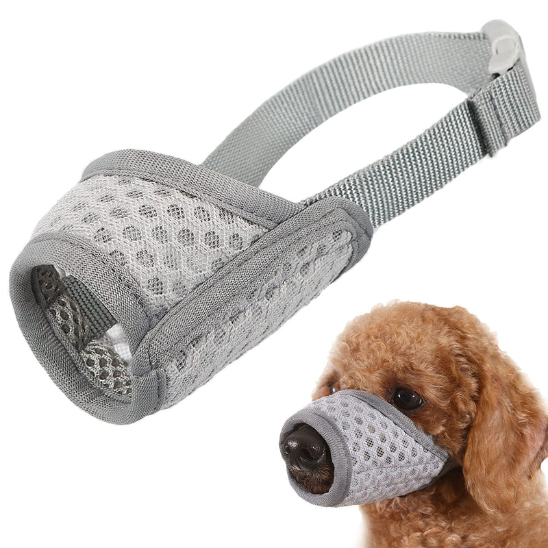 Mayerzon Dog Muzzle, Soft Mesh Muzzle for Small Medium Large Dogs Chihuahua Poodles Beagle Dachshund Corgis Labrador, Puppy Muzzle for Biting Chewing Grooming, Allows Panting Drinking Grey XS-(Snout 5¼”-6”) - PawsPlanet Australia