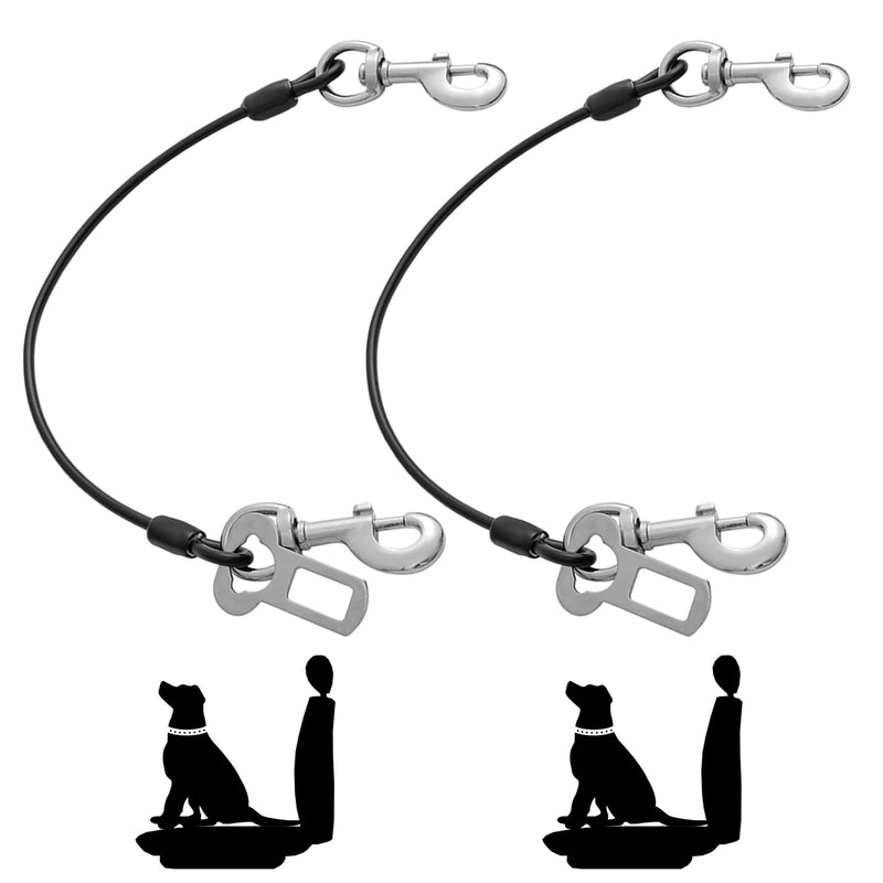 Dog Seat Belt Harness for Car,2pcs Dog Seatbelt of Coated Wire Leash Safety Restraint,No Chew Tether Cable Vehicle Dog Accessories,Double Clips & Latch (2 Pack Black, 32 inch/80 CM) 2 Pack Black - PawsPlanet Australia