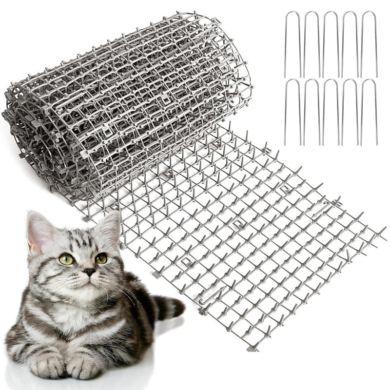 6.5ft Scat Mat for Cats - Cat Scat Mat with 12 Garden Staples. 78 inch x 11 inch PP Plastic Cat Spike Mat is Effective for Cat Repellent Outdoor & Indoor. Pet Deterrent Mat to Keep Cats & Dogs Away 6.5ft x 12in (1 Pack) Gray - PawsPlanet Australia